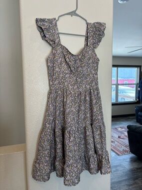 Floral Ruffle Sleeve Sundress - Lavender & Yellow Blossom